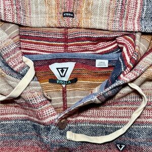 Vissla Pumphouse Hooded Flannel Shirt Men's M Striped Surf Skate Coastal Grunge